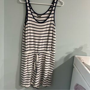 Small Striped Sleeveless Romper with Drawstring by Natural Reflections